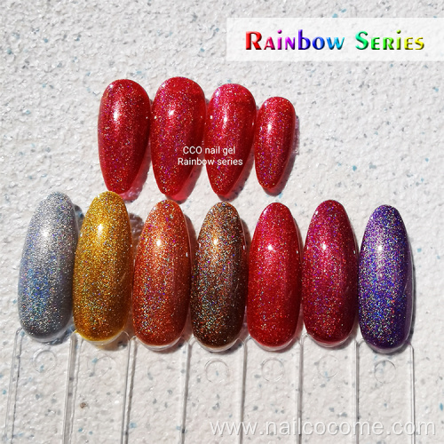 CCO high quality Wholesale OEM 22 colors Rainbow series UV Gel Nail Polish Bulk Nail Art